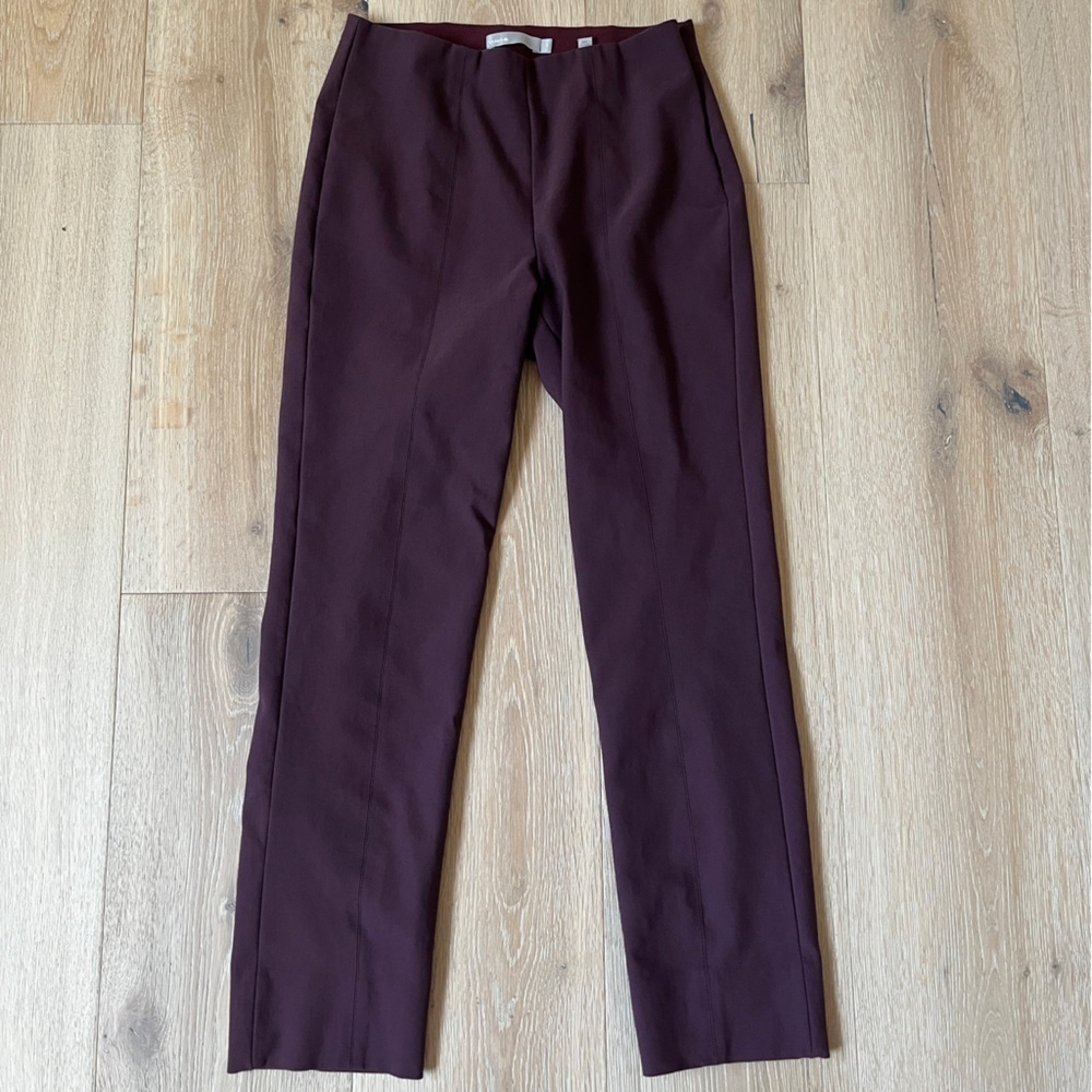 VINCE Taped Trousers Slit Ankle Burgundy Maroon Cotton/ Nylon Pants Sz M *X13